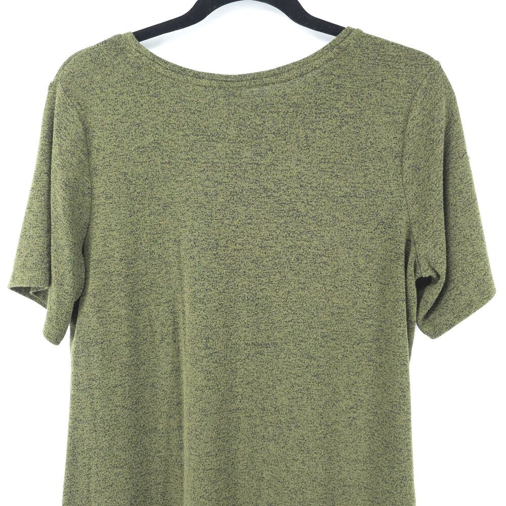 Old Navy Luxe Essential Basic Tee Olive Green Speckeled Stretchy Rounded Hem M - Picture 6 of 9